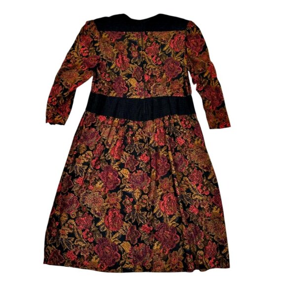 Dark Floral MIDI Dress Size 18.5 Romantic Vampire Whimsigoth Risa Ann VTG 80s - Picture 5 of 8